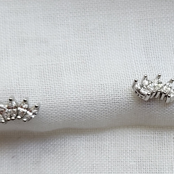 Sterling and Cz Stud Earrings - Picture 4 of 10